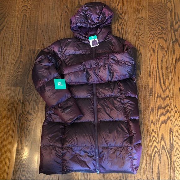 EDDIE BAUER Women's Burgundy LUNA PEAK Quilted Down Hooded Parka Size XL - Picture 14 of 14